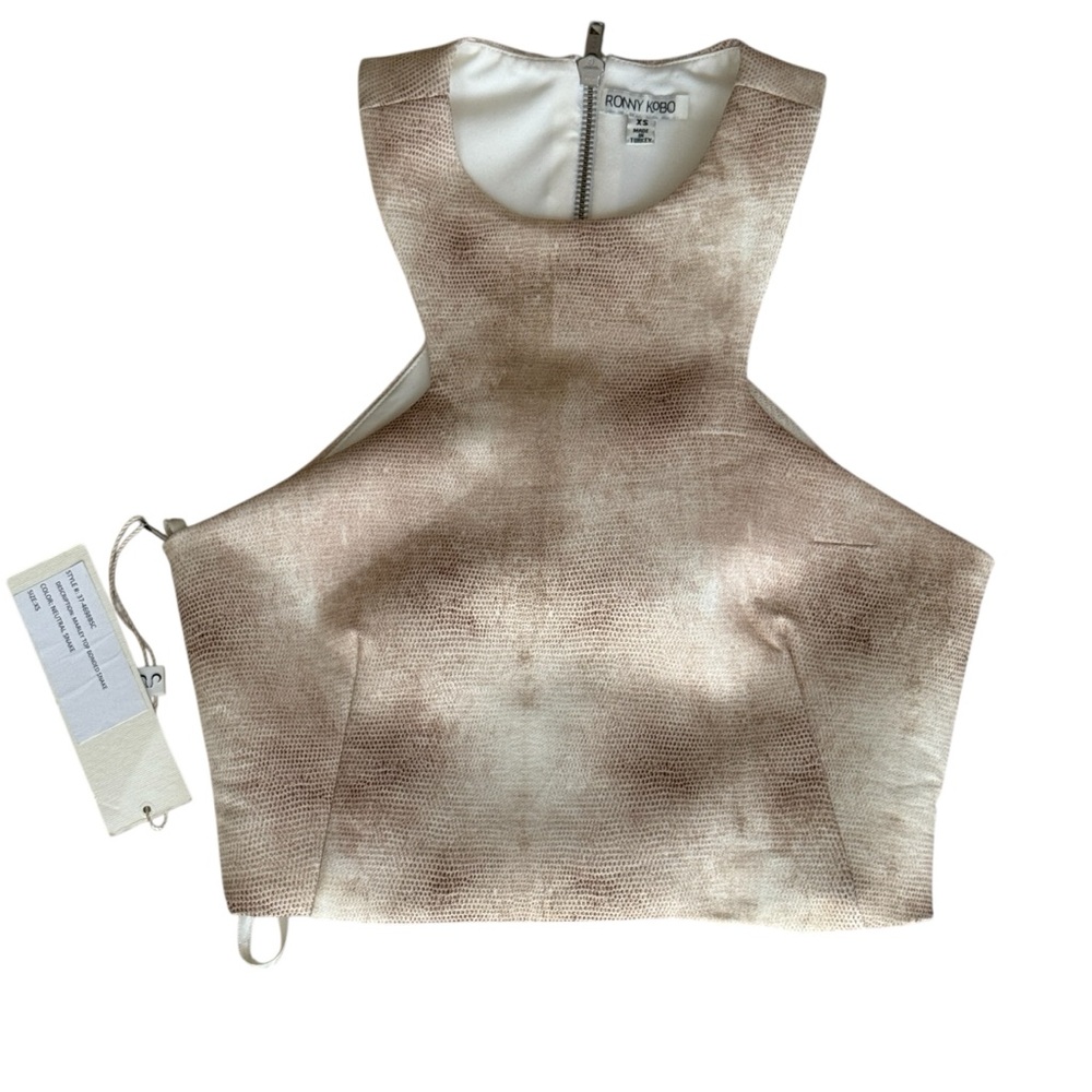 Ronny Kobo Collection Textured Cream Crop Top Size XS NEW with tags